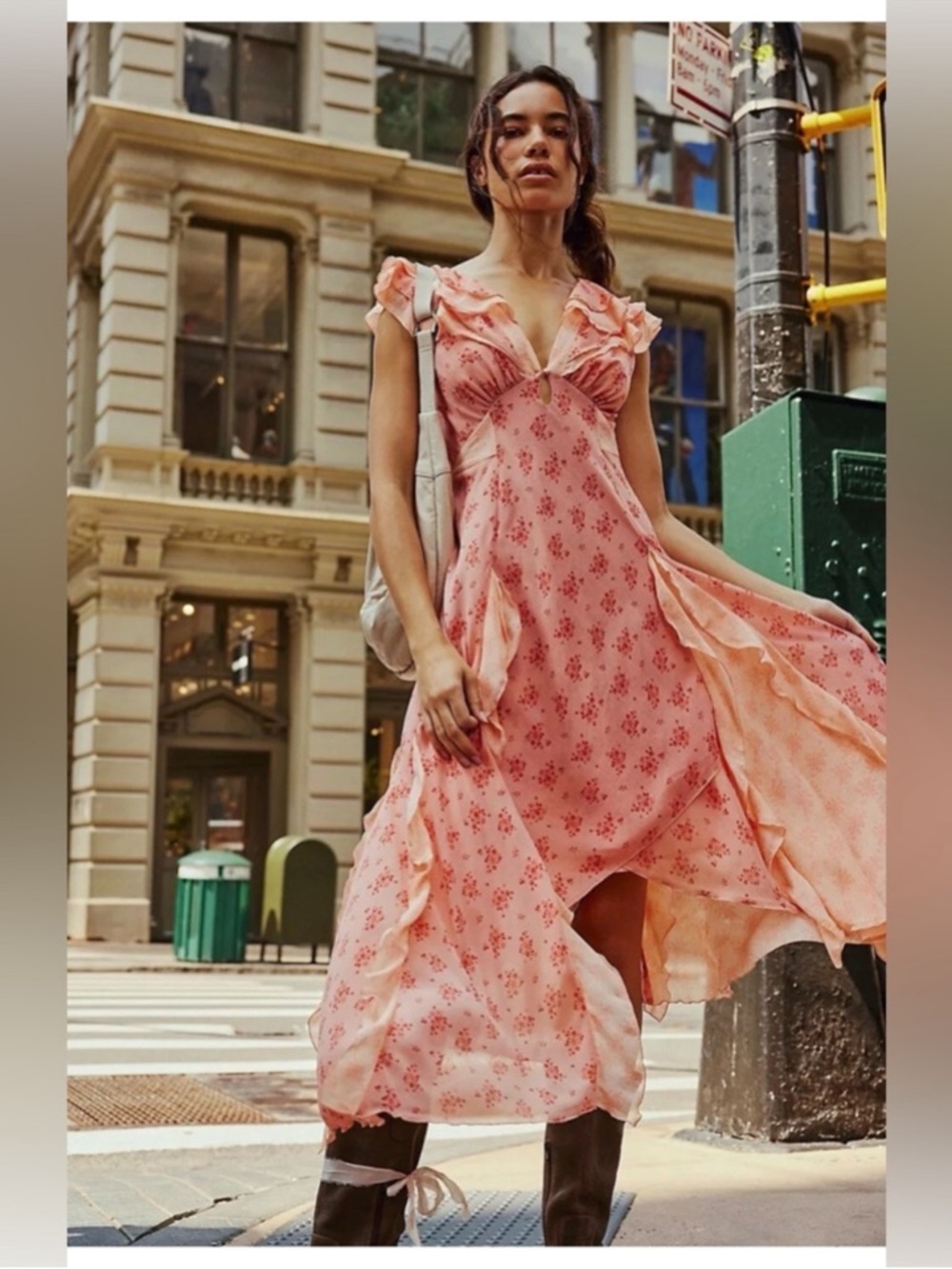 Free People Joaquin ruffle floral midi / maxi dress